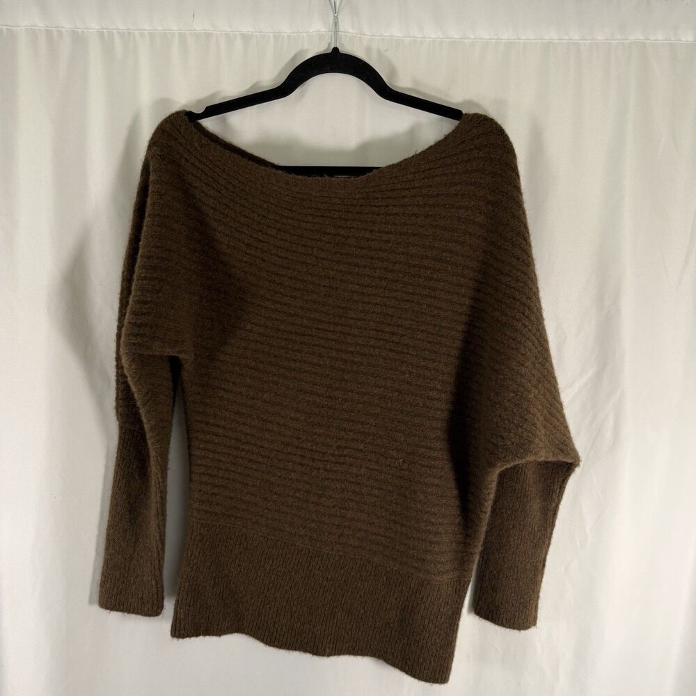 Banana Republic Wool Blend Sweater Women's Medium Brown Knit Yak One Shoulder